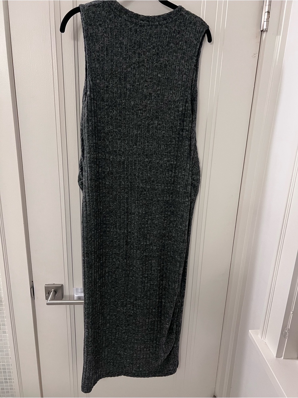 SHEIN Dark Gray Ribbed Sleeveless Maxi Maternity Dress